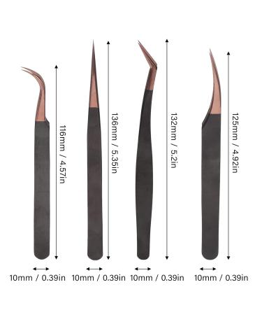 4Pcs Eyelash Extension Tweezers Set | Precision Tools for Perfect False Lashes - International Shipping - Buy Online on GoSupps.com
