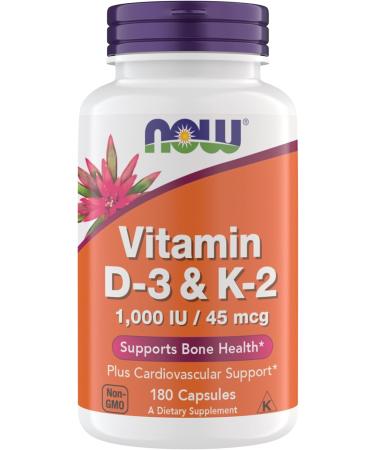 Now Supplements Vitamin D3 K2 1 000 IU/45 mcg Cardiovascular Support Supports Bone Health 180 Vegetarian Capsules - Vegan Gluten Free Kosher Vitamin D3 and K2 Supplements (Pack of 1) - Buy Online on GoSupps.com