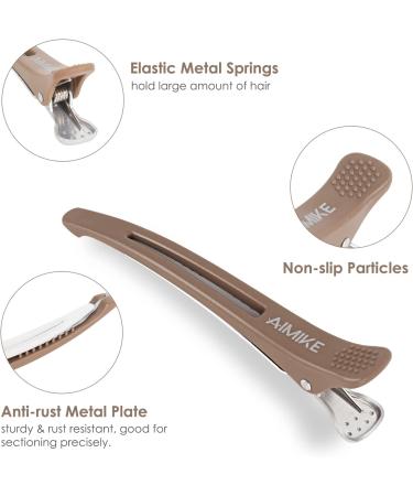 AIMIKE Professional Hair Clips for Styling - 12pcs Non Slip Duck Billed Clips - Salon Quality Sectioning Clips for Men and Women - 10.9cm Long (Brown, Beige, Black) - Buy Online on GoSupps.com