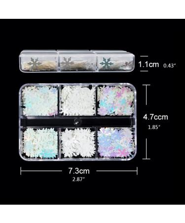 Christmas Glitter Nail Snowflakes Sequins Nail Art Decals Manicure Tips Decoration 6 Grids/Box For Women Gifts Snowflake Glitter Stickers - Buy Online on GoSupps.com