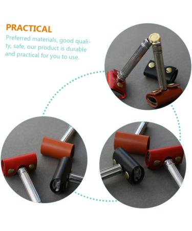 Angoily Leather Travel Razor Cover Case - Compact Shaver Storage Bag for Manual Razors | Set of 4 | 8.5x4.5cm - Perfect Travel Accessory - Buy Online on GoSupps.com