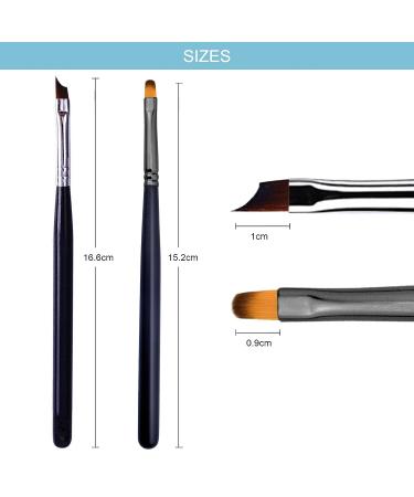 Oblique French Tip Nail Art Brush Set | Manicure Clean-Up & Design Pen | UV Gel & Acrylic Painting | Fine Hair | Black Handle - NB113 - Buy Online on GoSupps.com