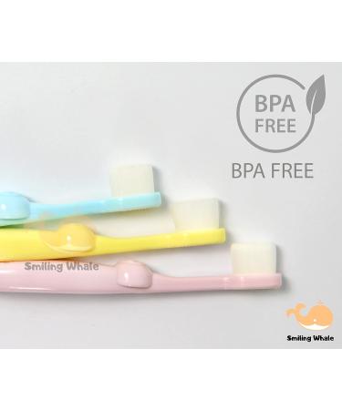 Smiling Whale Extra Soft Nano Toothbrush for Toddlers & Children - Gentle Micro Bristles, Tongue Cleaner - Yellow - Buy Online on GoSupps.com
