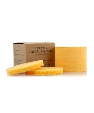 Facial Sponges - APPEARUS Compressed Natural Cellulose Face Sponge - Made in USA - Spa Sponges for Face Cleansing Massage Pore Exfoliating Mask Makeup Removal (50 Count) (Yellow)