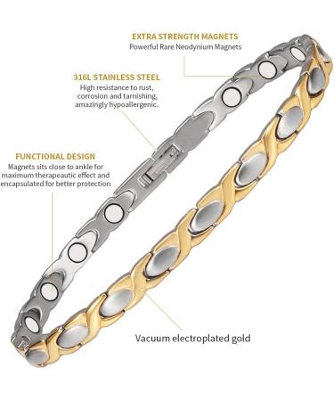 Magnetic Ankle Bracelets for Women | Stainless Steel Anklet with Blue Stones | Fashion Jewelry Gift - Buy Online on GoSupps.com