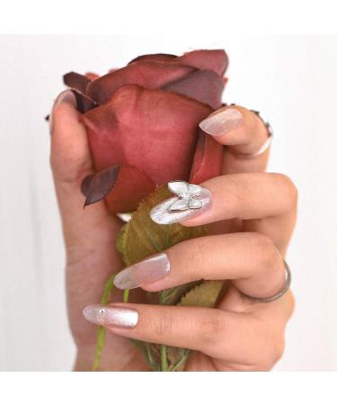 Sethexy Long Glossy Oval Pink False Fingernails - 24 Pcs Butterfly Acrylic Nail Tips for Women & Girls - Cat Safe Stick-On Designer Nails - Buy Online on GoSupps.com