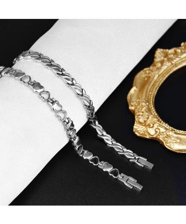 Vicmag 2 PCs Magnetic Hard Band Bracelet for Women - Ultralight Titanium Gift with Distant Tool (Silver Fishtail & Love) - Buy Online on GoSupps.com