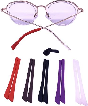 Silicone Anti-Slip Eyeglass End Tips - 5 Pairs | Glasses Retainers for Thin Metal Legs | Inner Hole Size 1x2mm - Buy Online on GoSupps.com