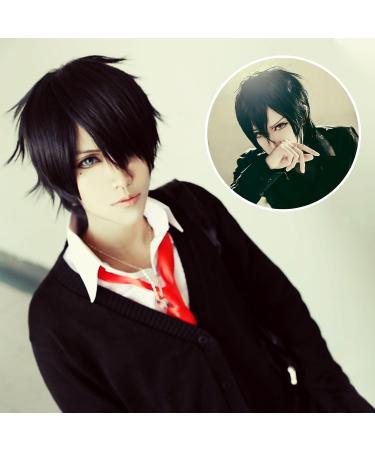 Skhaovs Black Short Wig for Men & Women | Unisex Anime Cosplay Synthetic Wig - Perfect for Cosplay - Buy Online on GoSupps.com