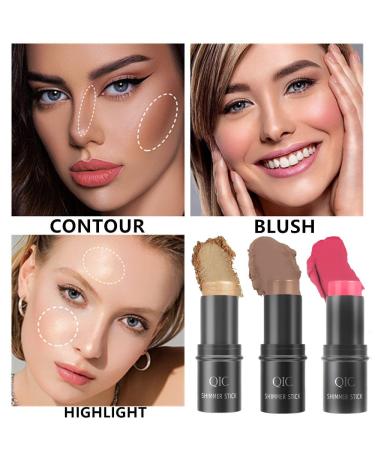 Go Ho 3PCS Contour Stick Face Blush Set - Cream Contour Highlighter Blush Stick Kit for Daily Wear - Buy Online on GoSupps.com