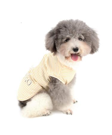 Zweitea dog t-shirts for small dogs girls boys striped vest summer tank puppy clothing pet cats t-shirt soft cotton clothing chihuahua clothing yellow XL XL (chest: 47cm back:35cm) yellow