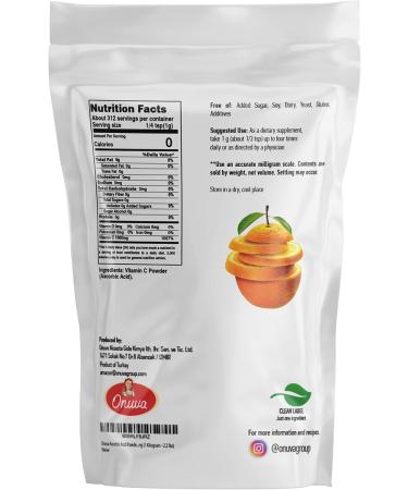Onuva Ascorbic Acid Powder (Vitamin C) 2 lb (907g) - Immune Support - Gluten-Free Pure Powder - 1g (1000mg) per Serving - Buy Online on GoSupps.com