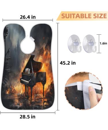 Music Piano Flame Beard Bib Apron - Best Beard Hair Catcher for Men | Perfect Father's Day & Christmas Gifts for Dad & Husband - Buy Online on GoSupps.com
