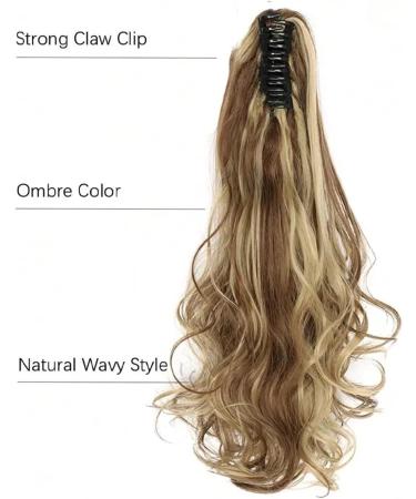Ponytail Extension Claw Clip In Wavy Ponytail Extensions Synthetic Fiber Ponytail Hair Piece 22 Inch Long Wavy Curly Claw Clip Ponytail Extensions for Women Girls Ponytail Hairpiece for Women (Color 22inches SH88-8 - Buy Online on GoSupps.com