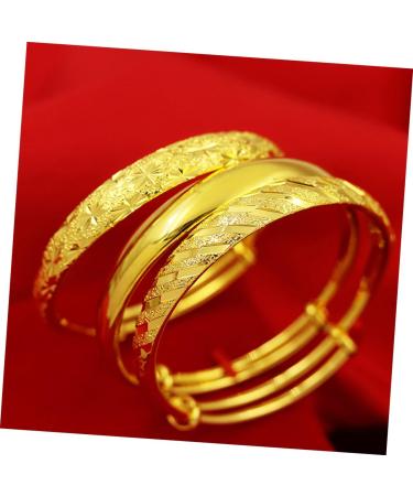 CALLARON 1pc Push Pull Bracelet Brass Wrist Jewelry Birthday Gift Couples Bracelets The Gift Baby Bangles Gold Cuff Bangle Mom Thickening Bracelet Female Bangle Simple Silver Bracelet Miss - Buy Online on GoSupps.com