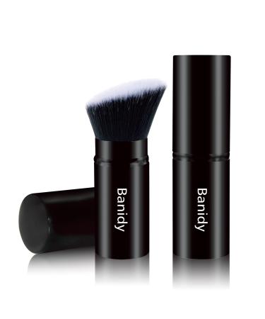 Makeup Brush Kabuki Face Brushes Retractable Banidy Travel Blush Brush Kabuki Brush Portable Flawless for Foundation, Powder Blush, Bronzer, Buffing, Liquid, Cream, Cruelty Free with Cover(1PCS)