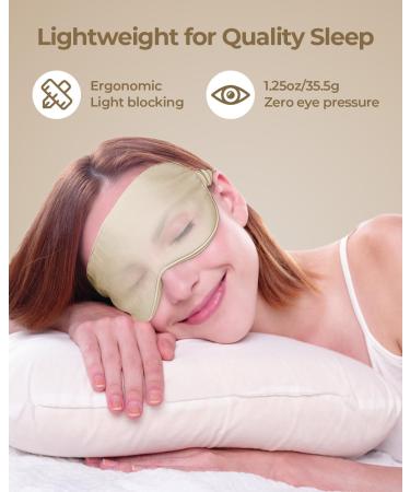 Buy Mulberry Silk Sleep Mask | 3D Contoured Eye Mask for Ultimate Comfort | Soft Breathable Travel-Friendly Blackout Eye Cover in Champagne - Buy Online on GoSupps.com