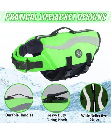 Emust Dog Flotation Vest - Reflective Life Jacket for Small Dogs | Front-Handle Green | Ideal for Swimming & Boating - Buy Online on GoSupps.com
