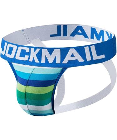 Mens XX-Large Blue Rainbow Cotton Jock Strap Athletic Supporter - Gym Sport Underwear for Men - Buy Online on GoSupps.com