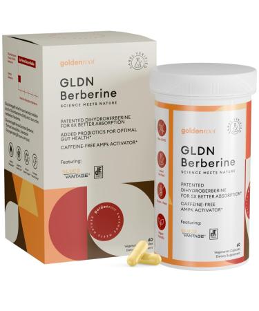 GLDN Berberine Advanced Absorption Formula - 200mg Dihydroberberine 5X Improved Absorption - DIM - Chromium Picolinate and DE111 Probiotics for Digestive Support - Vegan Friendly - 60 Capsules 60 Count (Pack of 1)