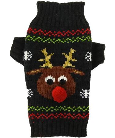 HRTTSY Christmas Dog Sweater - XL Black Reindeer Knitwear for Cats & Dogs | Warm Winter Pet Clothes - Buy Online on GoSupps.com