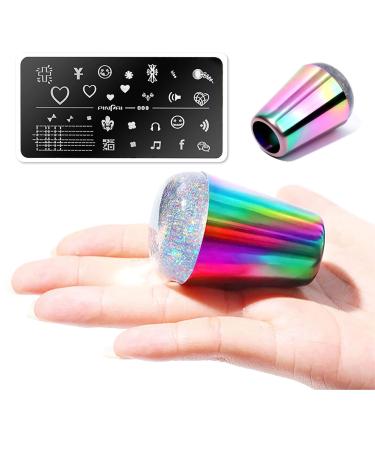 Shengping88 2pcs Nail Stamper Clear Silicone Suchaber Set Laser Metal Gang Jelle Nail Art Stamp Polish Print Manik nings Tools