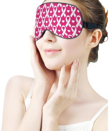 Pink Ribbon Breast Cancer Sleep Mask - Adjustable Strap Eye Cover for Men and Women - Ideal for Travel, Night, and Nap - Light Blocking Blindfold - Buy Online on GoSupps.com