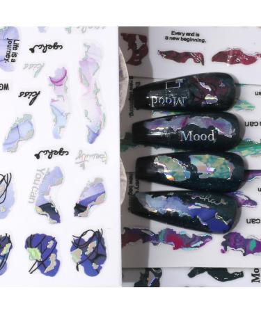 6 Colors Marble Nail Stickers - Self-Adhesive 3D Nail Art Accessories | Bronzing Silver Blooming Designs - Buy Online on GoSupps.com