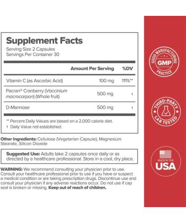 O Positiv URO Urinary Tract Health Supplement for Women 60 Count (Pack of 1) - Urinary Support Vitamins with Pacran Complete Cranberry Extract D-Mannose & Vitamin C - Vegan & Gluten-Free - Buy Online on GoSupps.com