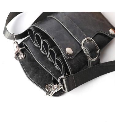 PU Leather Scissors Pouch - Grey | Hair Stylist Tools Bag for Salon & Barber | Waist/Shoulder Belt Holster - Buy Online on GoSupps.com