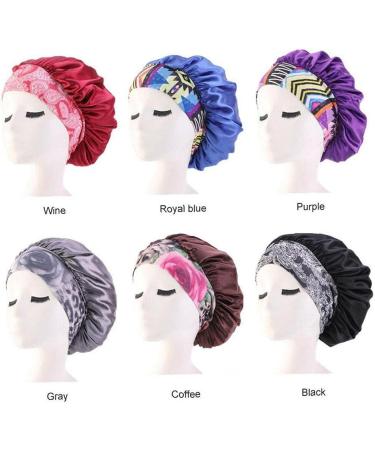 Tossper Women Satin Night Cap - Wide Elastic Hair Cover & Bonnet for Curly Hair - Black - Buy Online on GoSupps.com