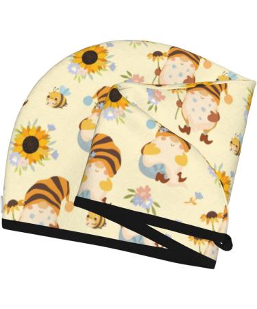 Quick-Dry Hair Towel Wrap - Watercolor Bee Design | Hair Drying Turban with Button | Hair Care Essential - Buy Online on GoSupps.com