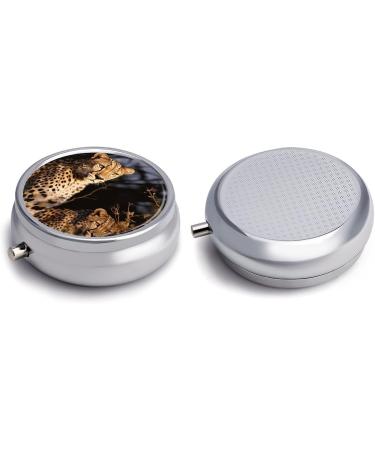Wild Animal Leopard Pill Box - Stylish 3 Compartment Travel Case for Vitamins Medications & Supplements | Mini Metal Organizer for Purse & Pocket - Buy Online on GoSupps.com