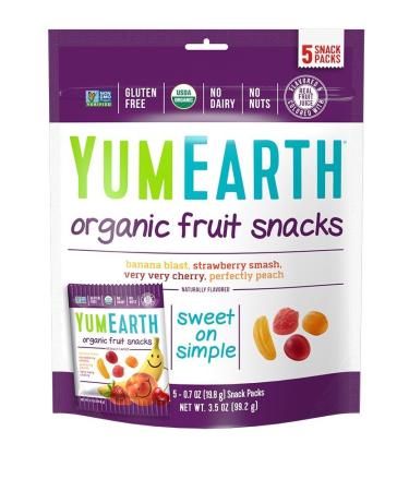 YumEarth Organic Fruit Snacks 5 Packs 0.7 oz (19.8 g) Each