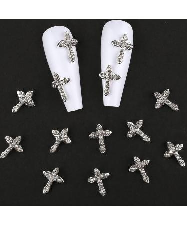 Alloy Cross Nail Charms - Luxury Diamond 3D Nail Art Charms - 10pcs/set - Buy Online on GoSupps.com
