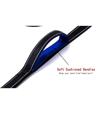 DDSCOLOUR Heavy Duty Dog Leash 5-6ft Long with Double Traffic Handle Reflective Perfect for Medium large dog leash strong Double Handle Lead Greater Control Safety Training (Black+Blue) 5 feet Black+blue - Buy Online on GoSupps.com