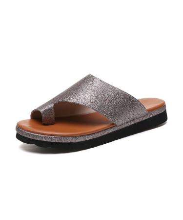 Lfzhjzc Summer Foot Correction Flip Flops Women Comfortable Big Toe Hallux Valgus Sandal Leisure Bunion Splints Sandal for Bunion Corrector 5.5 Light Grey