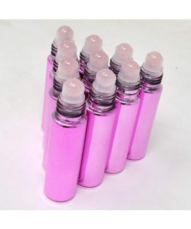 Buy 10pcs Pink 10ml Refillable Essential Oil Gemstone Roller Bottles - Rose Quartz | Free Bag Included - International Shipping Available - Buy Online on GoSupps.com