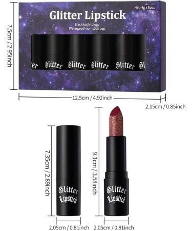  Humdcdy Pearlescent Lipstick Shiny Non-Stick for Glasses | Water and Smudge Resistant - 6 Glitter Lipsticks for Women - Ideal for Day Parties Travel Dates - Buy Online on GoSupps.com