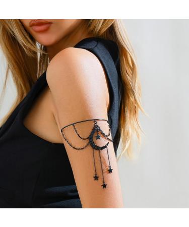 Buy Moon Stars Fringe Black Open Armlet - Halloween Armband for Women & Girls | Stylish Upper Arm Bangle (Black Moon - Buy Online on GoSupps.com