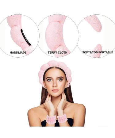 Yucca Sponge Spa Headband | Terry Cloth Bubble Makeup Headband for Women - Pink - Buy Online on GoSupps.com