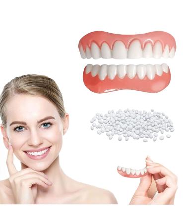 Fake Teeth  2 PCS Veneers Dentures Socket for Women and Men  Dental Veneers for Temporary Tooth Repair Upper and Lower Jaw  Protect Your Teeth and Regain Confident Smile  Bright White-R4