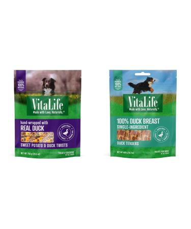 VitaLife 750g Sweet Potato & Duck Twists + 400g Duck Tenders All Natural Dog Treats