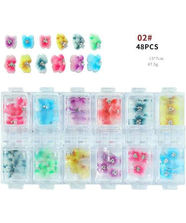 Charm for Manicure DIY Vintage Gradient Flower Rhinestone 5D Relief Nail Art Decoration(02) - Buy Online on GoSupps.com