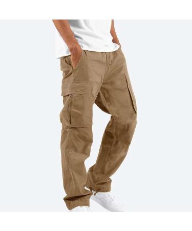 2022 Classic Fit Men's Plus Size Cargo Pants for Work & Outdoor Hiking | Khaki Large | Multi-Pocket Design - Buy Online on GoSupps.com