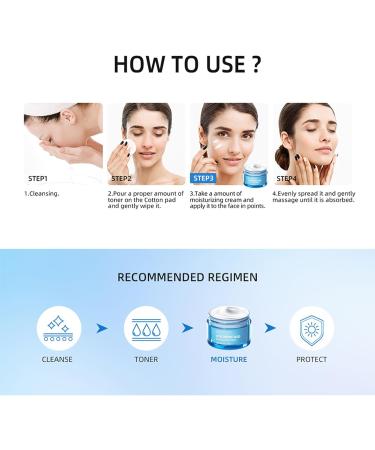 Moisturizer Cream - Face Moisturizer for Women - Hyaluronic Acid Water Gel - Daily Hydrating Lotion for Face Lightweight & Fast Absorbing Non-Greasy Nourishing Hydration Facial Cream for Dry Skin - Buy Online on GoSupps.com