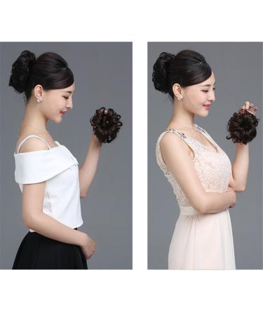 Light Brown Human Hair Scrunchie - Elastic Bun Updo Chignon Curly Accessory for Women - Buy Online on GoSupps.com