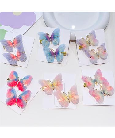 2PCS Handmade Colourful Butterfly Hair Clips for Girls - Pink Toddler Teens Clips - Buy Online on GoSupps.com