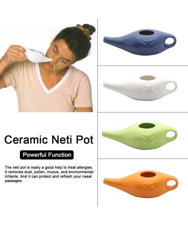 Bumdenuu 250Ml Ceramic Neti Pot Nose Cleaning Pot Durable Leakproof Spout Pot for Nasal Rinsing Nose Washing Men and Women Blue - Buy Online on GoSupps.com