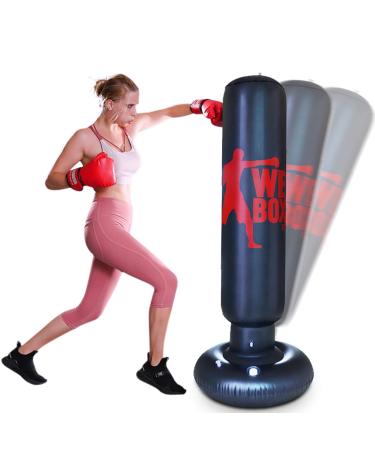 AK KYC 63inch Inflatable Punching Bag for Kids + Air Pump Set,Free Standing Boxing Bag Adults Vertical Boxing Column Heavy Bag Youth Speed Focus Bag Fitness Tumbler Bop Bag Home Training Equipment Boxing Style